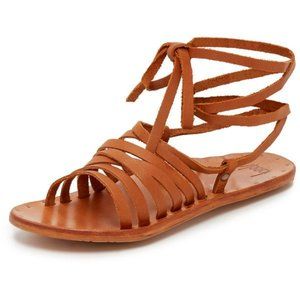 Beek Heron Brown Leather Wrap Around Ankle Strap Gladiator Sandals Size 6